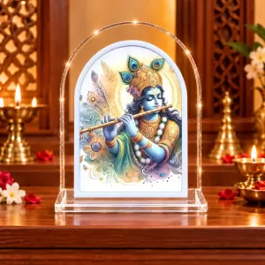 Lord Krishna L Shape Acrylic Showpiece 3 X 3.5 Inch For Home, Office And Car (F176515)