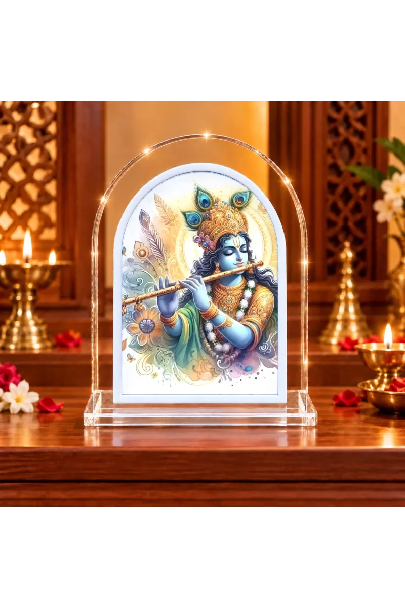 Lord Krishna L Shape Acrylic Showpiece 3 X 3.5 Inch For Home, Office And Car (F176515)