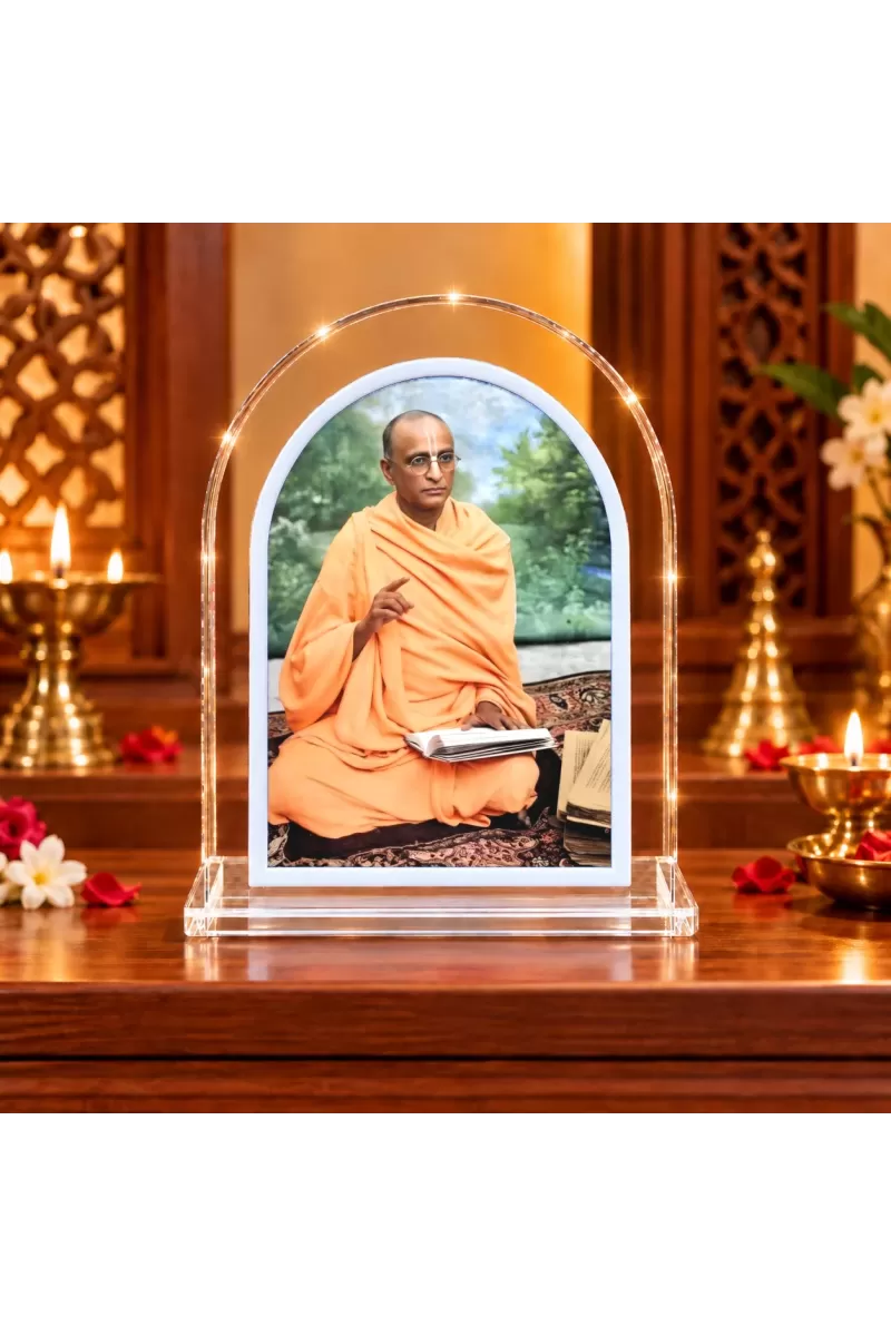 A.C. Bhaktivedanta Swami Prabhupad L Shape Acrylic Showpiece 3 X 3.5 Inch For Home, Office And Car (F176527)
