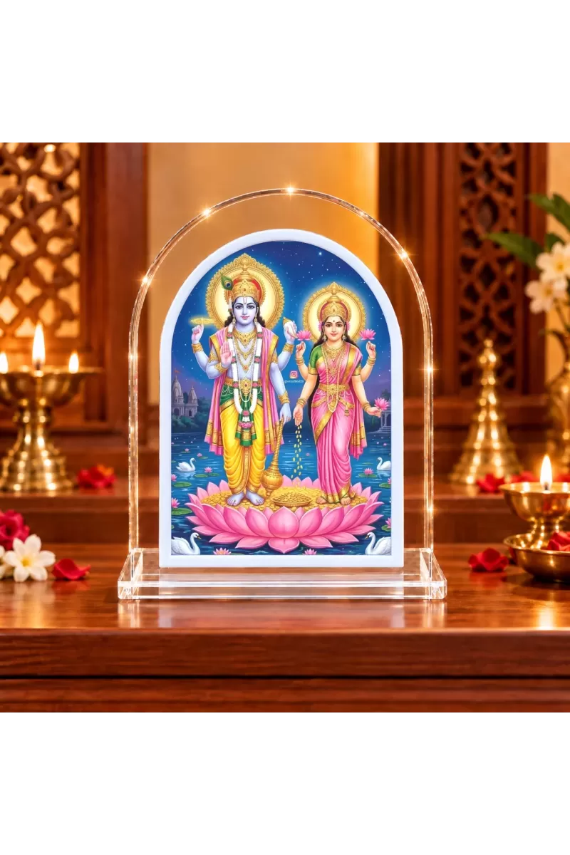 Lakshmi Narayan L Shape Acrylic Showpiece 3 X 3.5 Inch For Home, Office And Car (F176528)