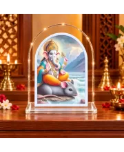 Lord Ganesha L Shape Acrylic Showpiece 3 X 3.5 Inch For Home, Office And Car (F176533)