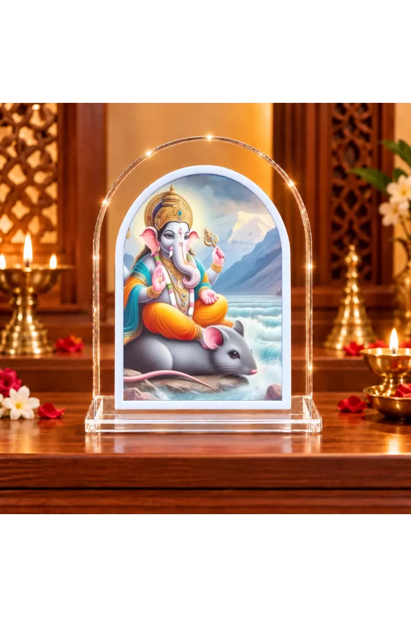 Lord Ganesha L Shape Acrylic Showpiece 3 X 3.5 Inch For Home, Office And Car (F176533)