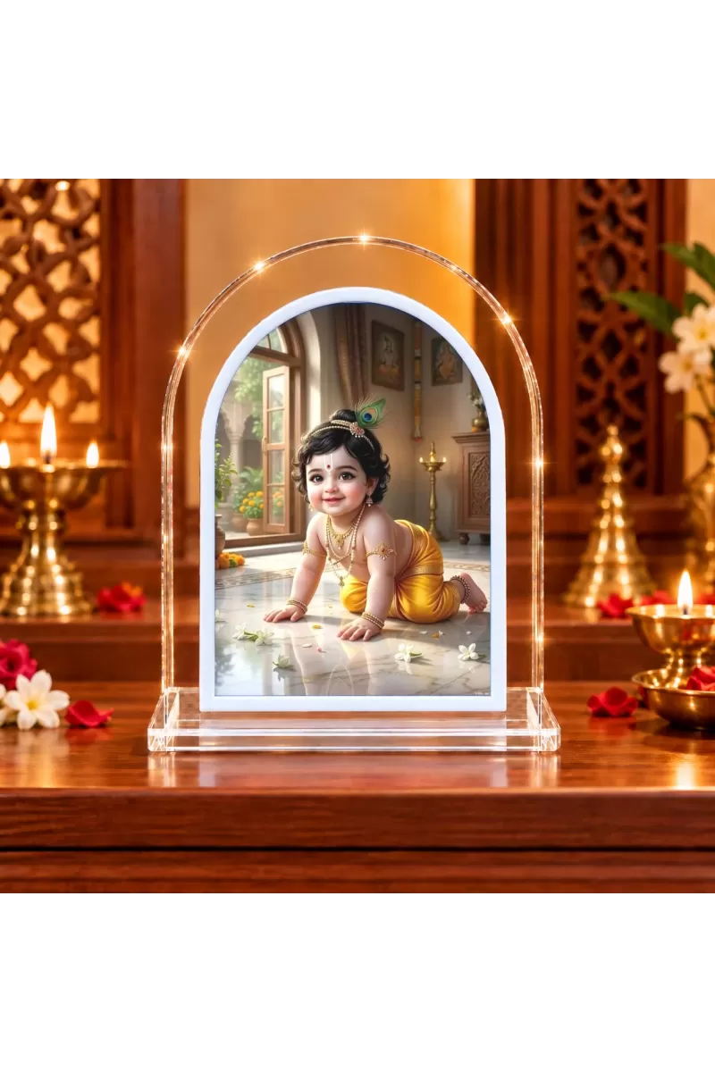 Lord Krishna L Shape Acrylic Showpiece 3 X 3.5 Inch For Home, Office And Car (F176535)