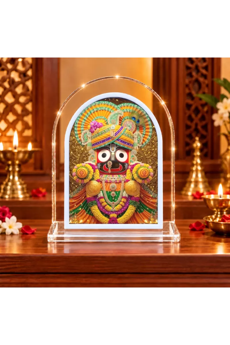 Lord Jagannath L Shape Acrylic Showpiece 3 X 3.5 Inch For Home, Office And Car (F176536)