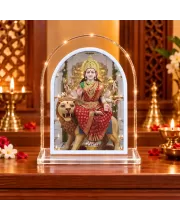 Durga Maa L Shape Acrylic Showpiece 3 X 3.5 Inch For Home, Office And Car (F176537)