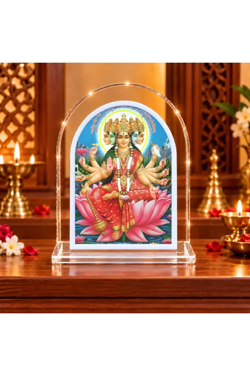 Mata Gayatri L Shape Acrylic Showpiece 3 X 3.5 Inch For Home, Office And Car (F176540)
