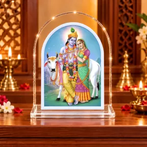 Radha Krishna L Shape Acrylic Showpiece 3 X 3.5 Inch For Home, Office And Car (F176541)