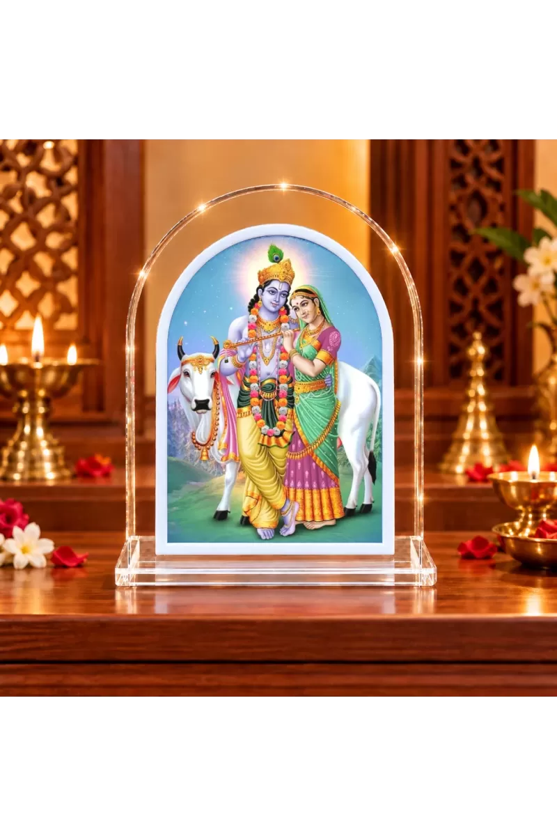 Radha Krishna L Shape Acrylic Showpiece 3 X 3.5 Inch For Home, Office And Car (F176541)
