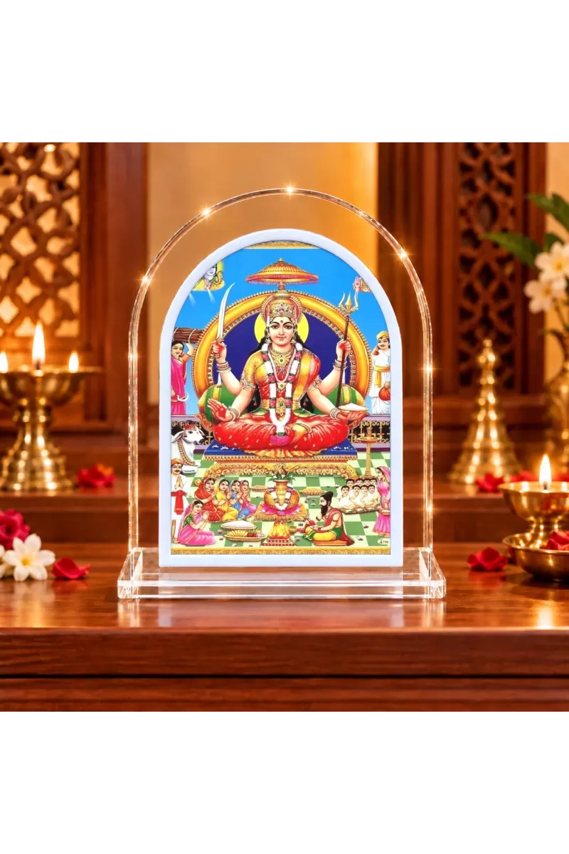 Santoshi Maa L Shape Acrylic Showpiece 3 X 3.5 Inch For Home, Office And Car (F176544)