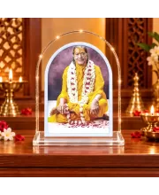 Gagadguru Kripalu Maharaj L Shape Acrylic Showpiece 3 X 3.5 Inch For Home, Office And Car (F176553)