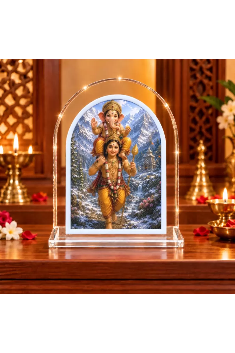 Lord Ganesha L Shape Acrylic Showpiece 3 X 3.5 Inch For Home, Office And Car (F176554)