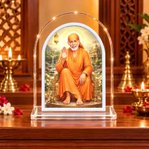 Sai Baba L Shape Acrylic Showpiece 3 X 3.5 Inch For Home, Office And Car (F176555)