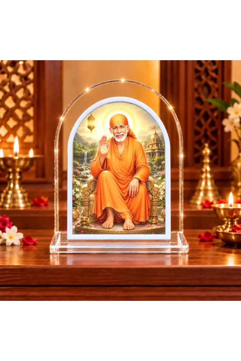 Sai Baba L Shape Acrylic Showpiece 3 X 3.5 Inch For Home, Office And Car (F176555)