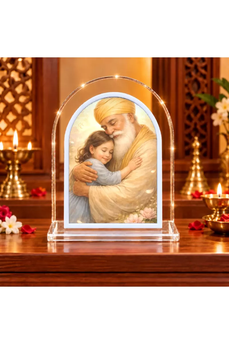 Guru Nanak Ji L Shape Acrylic Showpiece 3 X 3.5 Inch For Home, Office And Car (F176556)