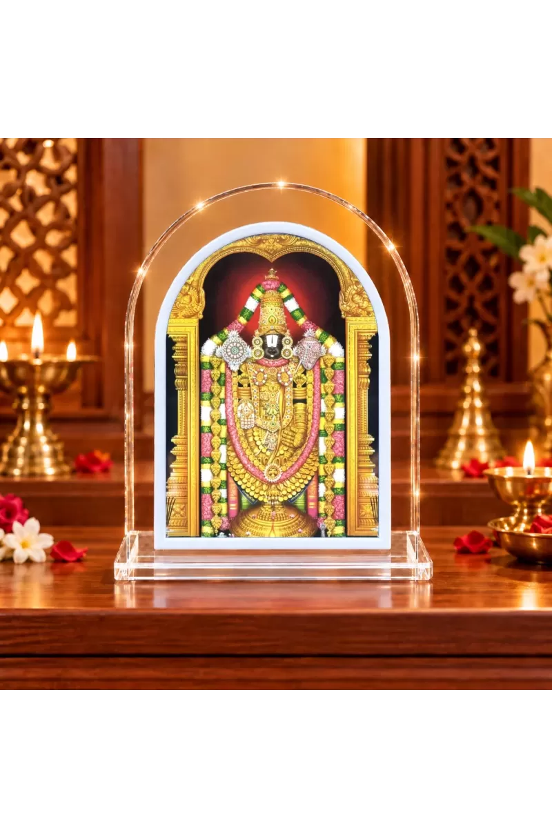 Lord Venkateswara L Shape Acrylic Showpiece 3 X 3.5 Inch For Home, Office And Car (F176558)