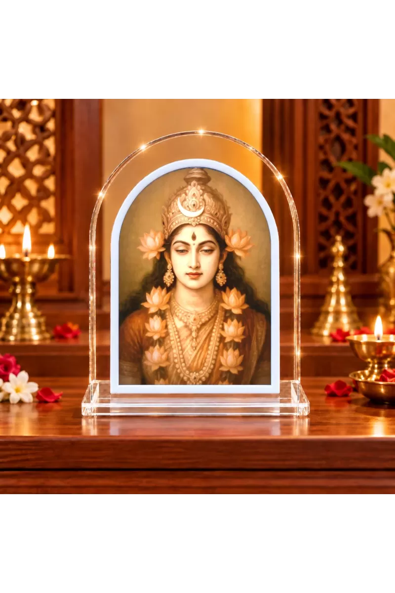 Maa Durga L Shape Acrylic Showpiece 3 X 3.5 Inch For Home, Office And Car (F176560)
