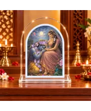 Radha Krishna L Shape Acrylic Showpiece 3 X 3.5 Inch For Home, Office And Car (F176561)
