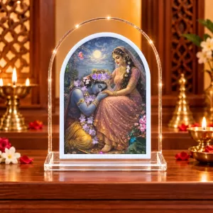 Radha Krishna L Shape Acrylic Showpiece 3 X 3.5 Inch For Home, Office And Car (F176561)