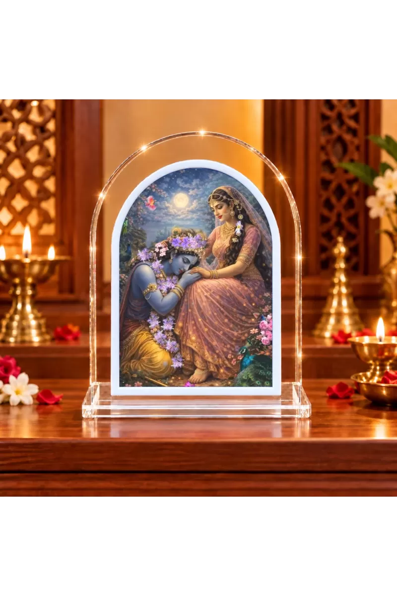 Radha Krishna L Shape Acrylic Showpiece 3 X 3.5 Inch For Home, Office And Car (F176561)