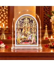 Durga Maa L Shape Acrylic Showpiece 3 X 3.5 Inch For Home, Office And Car (F176562)