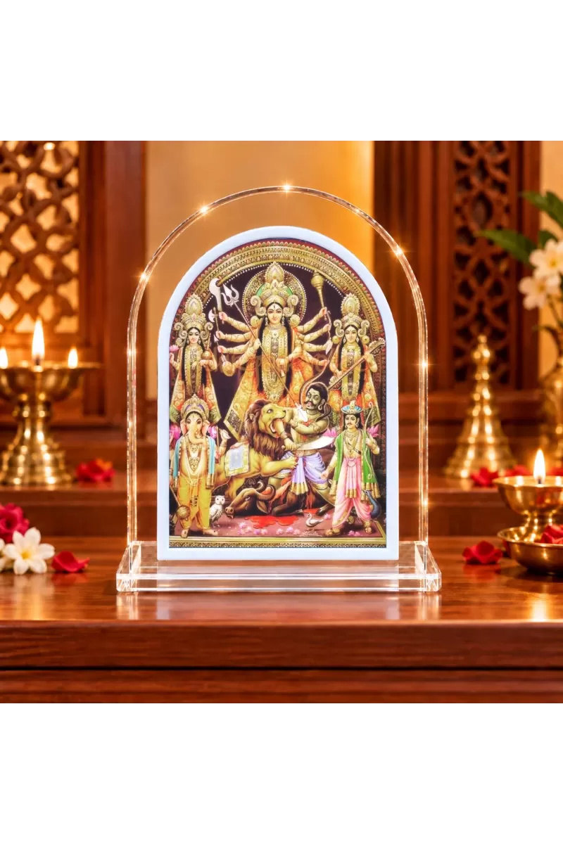 Durga Maa L Shape Acrylic Showpiece 3 X 3.5 Inch For Home, Office And Car (F176562)