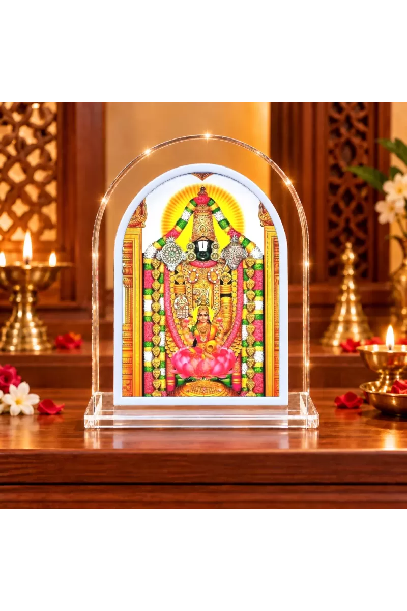 Lord Tirupati L Shape Acrylic Showpiece 3 X 3.5 Inch For Home, Office And Car (F176564)