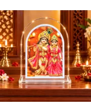 Radha Krishna L Shape Acrylic Showpiece 3 X 3.5 Inch For Home, Office And Car (F176569)
