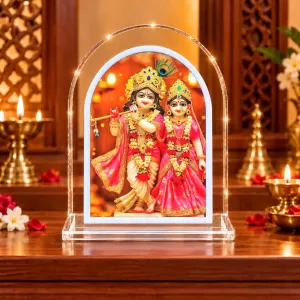 Radha Krishna L Shape Acrylic Showpiece 3 X 3.5 Inch For Home, Office And Car (F176569)