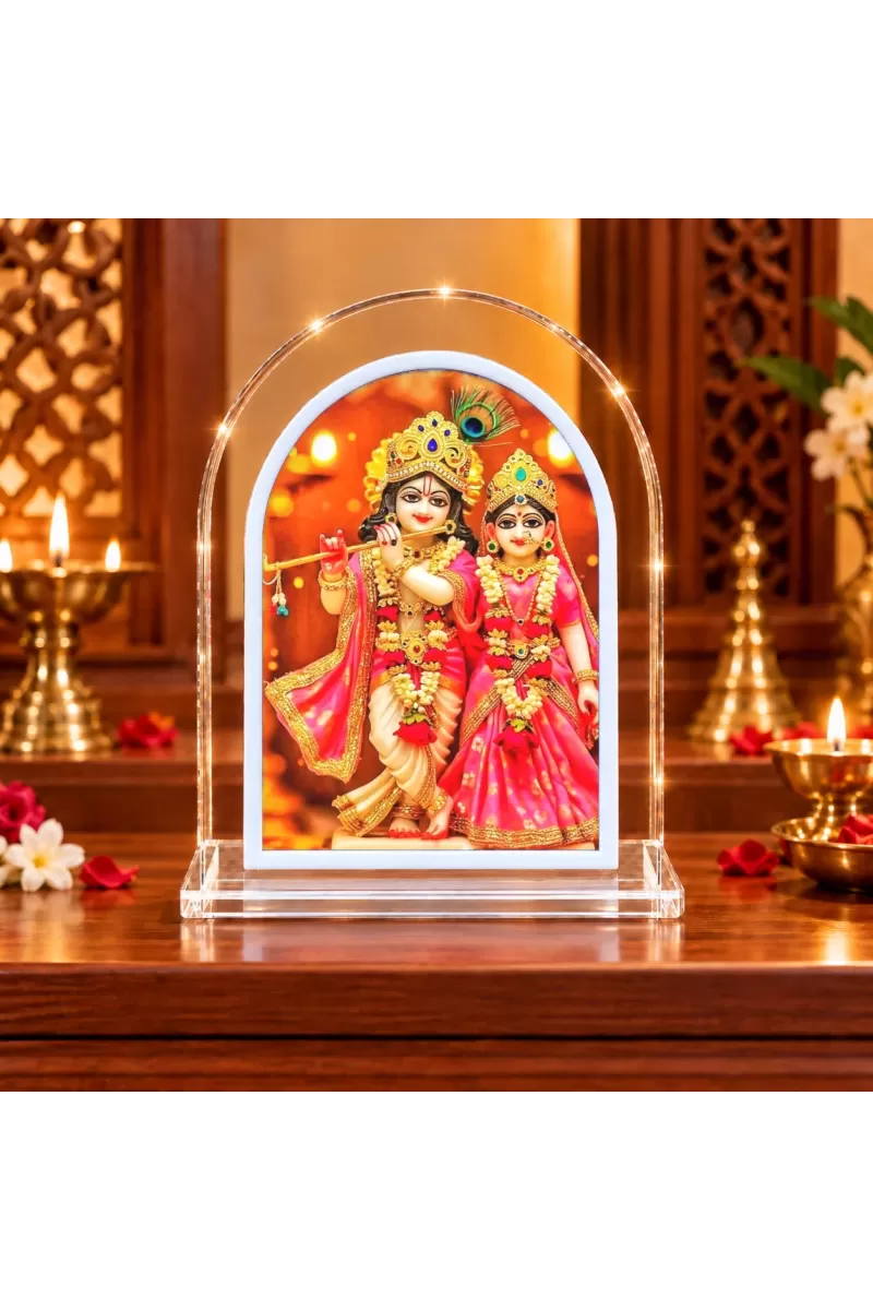 Radha Krishna L Shape Acrylic Showpiece 3 X 3.5 Inch For Home, Office And Car (F176569)