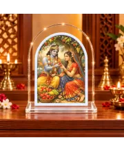 Radha Krishna L Shape Acrylic Showpiece 3 X 3.5 Inch For Home, Office And Car (F176570)