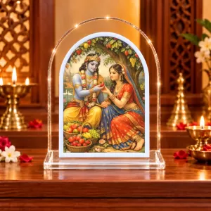 Radha Krishna L Shape Acrylic Showpiece 3 X 3.5 Inch For Home, Office And Car (F176570)
