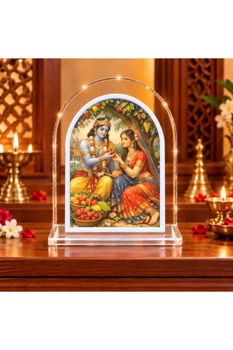 Radha Krishna L Shape Acrylic Showpiece 3 X 3.5 Inch For Home, Office And Car (F176570)