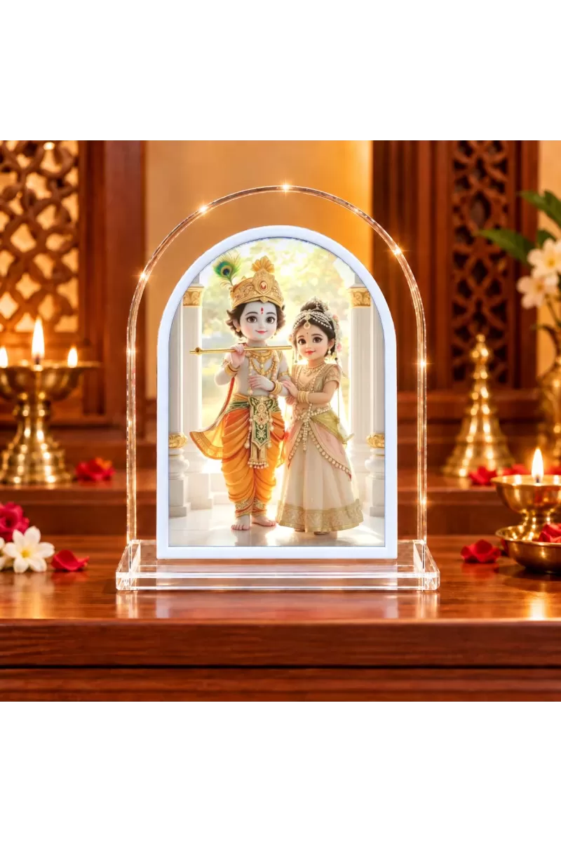 Radha Krishna L Shape Acrylic Showpiece 3 X 3.5 Inch For Home, Office And Car (F176572)