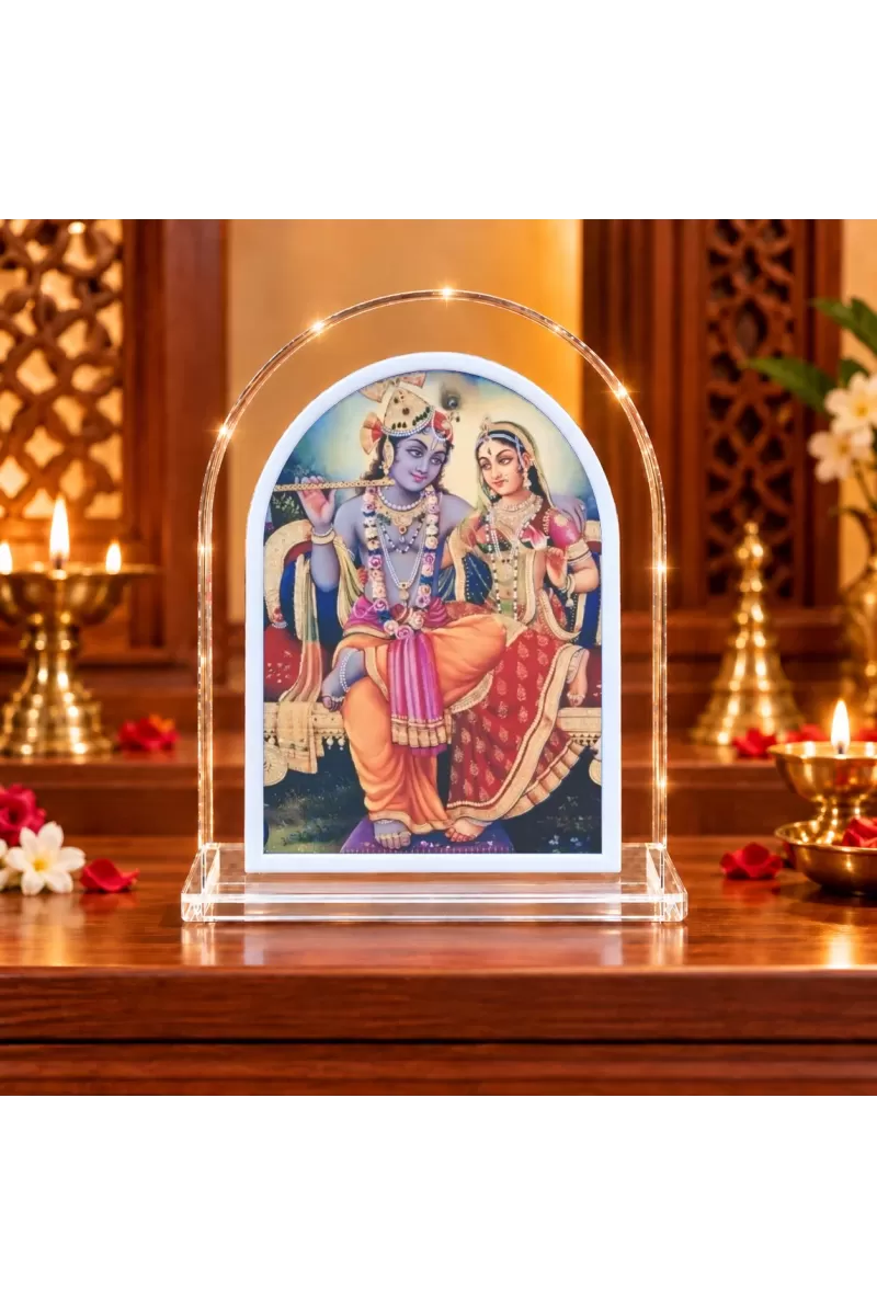 Radha Krishna L Shape Acrylic Showpiece 3 X 3.5 Inch For Home, Office And Car (F176575)