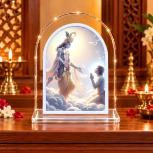 Lord Krishna L Shape Acrylic Showpiece 3 X 3.5 Inch For Home, Office And Car (F176576)