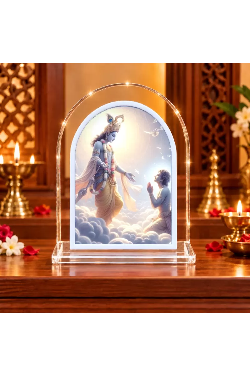 Lord Krishna L Shape Acrylic Showpiece 3 X 3.5 Inch For Home, Office And Car (F176576)