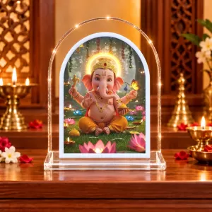 Lord Ganesha L Shape Acrylic Showpiece 3 X 3.5 Inch For Home, Office And Car (F176577) Lord Ganesha L Shape Acrylic Showpiece 3 X 3.5 Inch For Home, Office And Car (F176577)