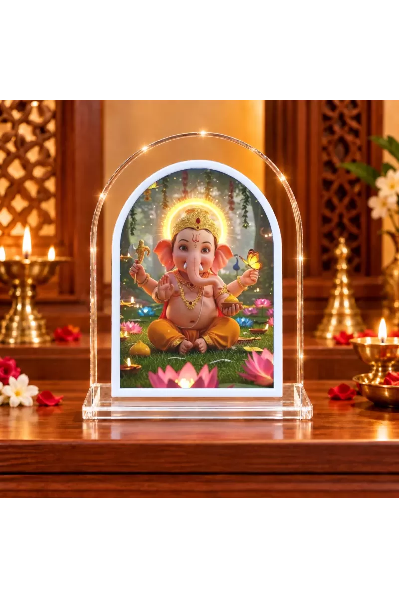 Lord Ganesha L Shape Acrylic Showpiece 3 X 3.5 Inch For Home, Office And Car (F176577)
