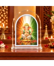 Lord Ganesha L Shape Acrylic Showpiece 3 X 3.5 Inch For Home, Office And Car (F176579)