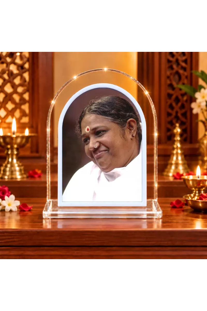 Mata Amritanandamayi L Shape Acrylic Showpiece 3 X 3.5 Inch For Home, Office And Car (F176580)
