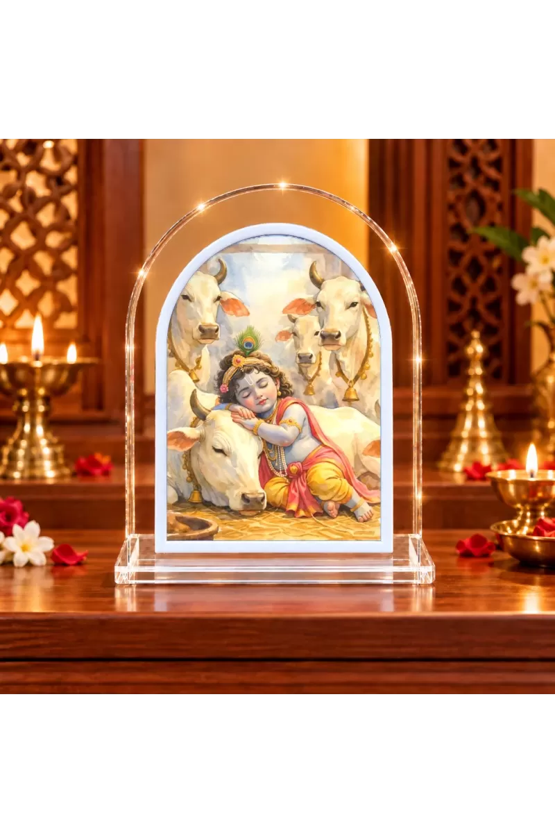 Lord Krishna L Shape Acrylic Showpiece 3 X 3.5 Inch For Home, Office And Car (F176582)