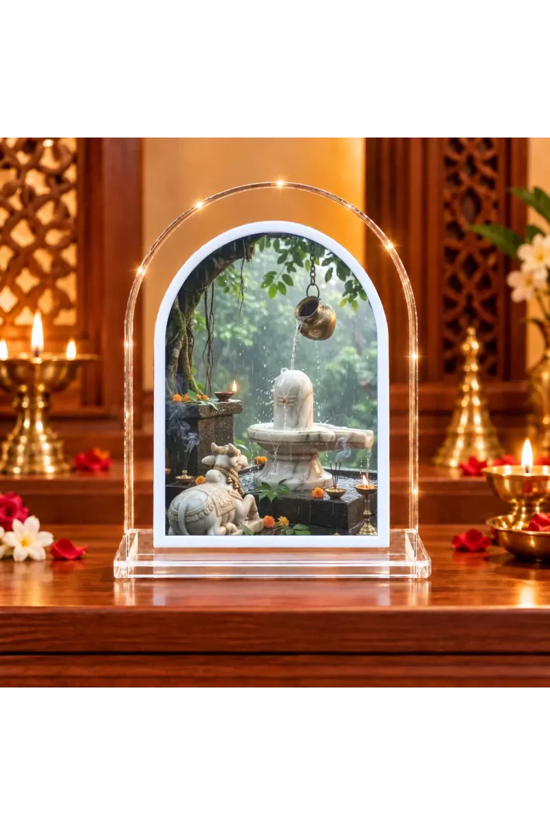 Shiva Lingam With Nandi L Shape Acrylic Showpiece 3 X 3.5 Inch For Home, Office And Car (F176586)