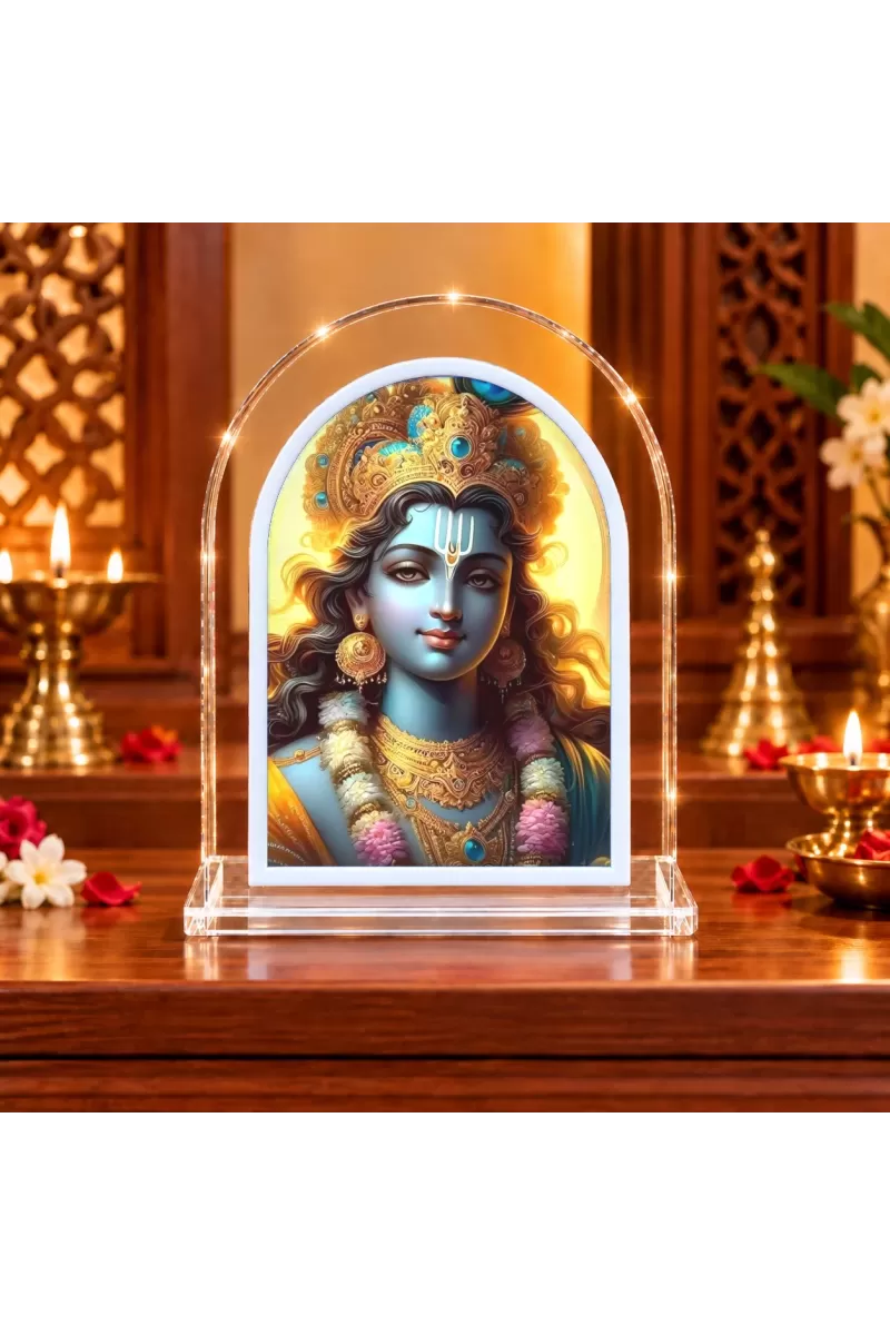 Lord Krishna L Shape Acrylic Showpiece 3 X 3.5 Inch For Home, Office And Car (F176591)
