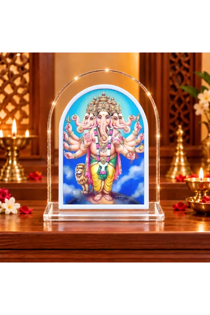 Lord Ganesha L Shape Acrylic Showpiece 3 X 3.5 Inch For Home, Office And Car (F176592)