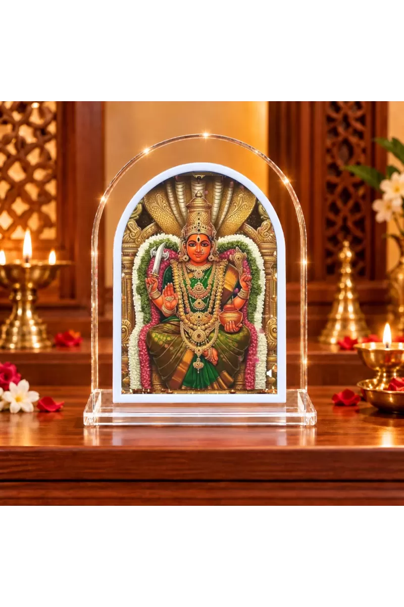 Samayapuram Mariyamman L Shape Acrylic Showpiece 3 X 3.5 Inch For Home, Office And Car (F176593)