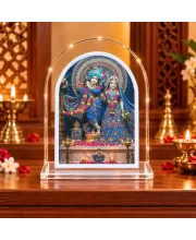 Radha Krishna L Shape Acrylic Showpiece 3 X 3.5 Inch For Home, Office And Car (F176594)