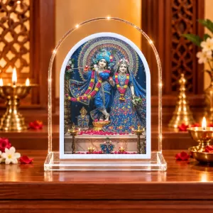 Radha Krishna L Shape Acrylic Showpiece 3 X 3.5 Inch For Home, Office And Car (F176594)