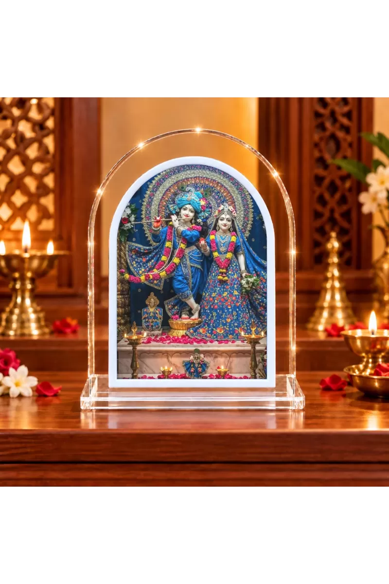 Radha Krishna L Shape Acrylic Showpiece 3 X 3.5 Inch For Home, Office And Car (F176594)