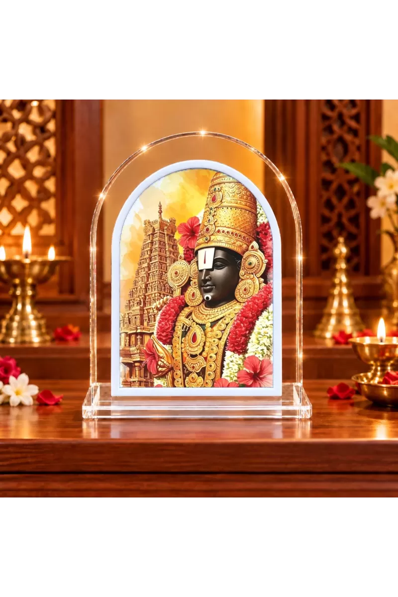 Lord Venkateswara L Shape Acrylic Showpiece 3 X 3.5 Inch For Home, Office And Car (F176597)