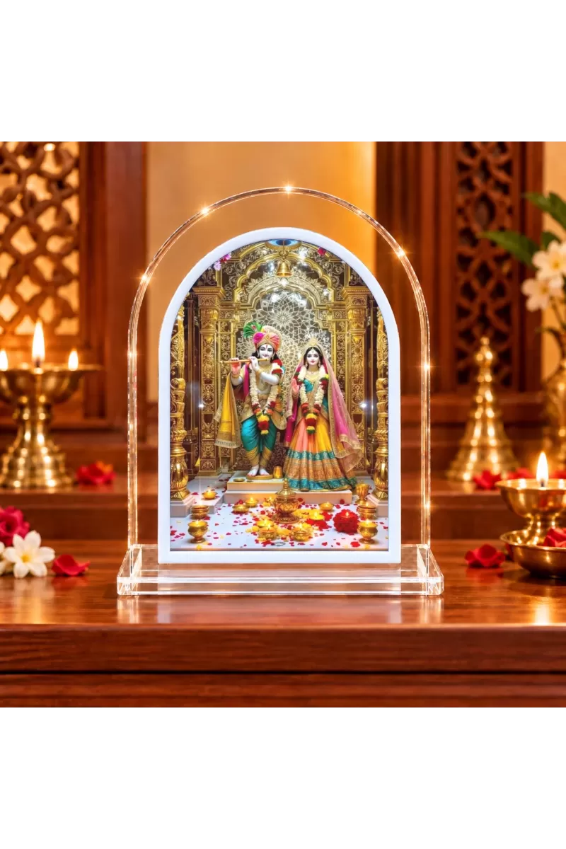 Radha Krishna L Shape Acrylic Showpiece 3 X 3.5 Inch For Home, Office And Car (F176602)